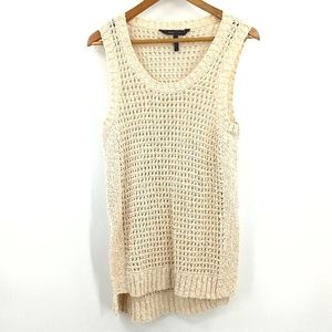 BCBGMAXAZRIA Cream Open Knit High Low Cotton Sweater Vest Size Medium